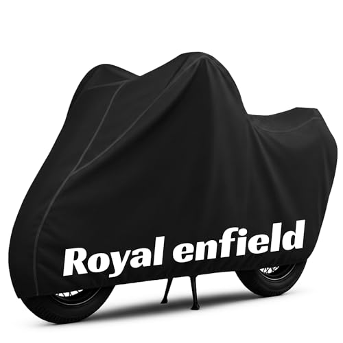 Image of 100% Waterproof R0yal Enfie!d Bike Cover | Polyester Body Cover for Rain & Sun | UV Protection, Dustproof, Scratch Resistant, Windproof, Heat Resistant, Vehicle Specific Fit Black