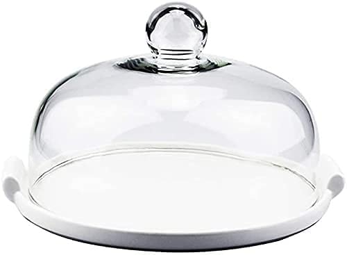 Plateau de gâteaux Plateau d'affichage dessert Accueil Gâteau Plateau de céramique avec couverture en verre Hotel Dessert Service Cutlery Cake Dôme Stand de gâteau for gâteaux, pâtisseries, fruits