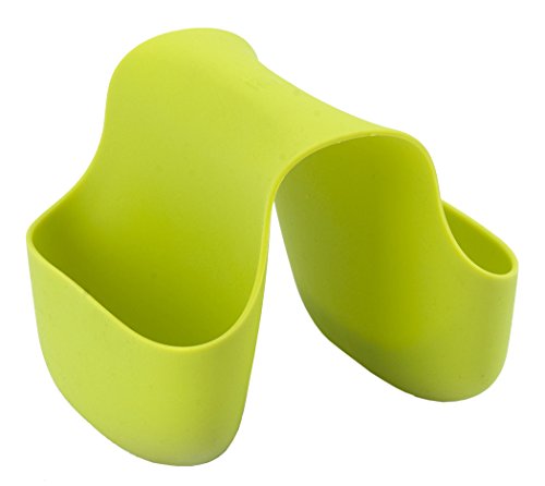 Umbra Saddle Sink Caddy – Flexible Rubber Organizer for Double Kitchen Sink, Storage for Dish Sponge, Scouring Pads and more, Avocado
