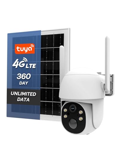 MOES 4G LTE Cellular Security Camera with 360-Day Unlimited VSIM Data, No WiFi Security Camera Solar Powered, Remote Monitoring, Motion Sensor, 2K Wireless Outdoor Surveillance, 360° Viewing