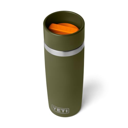 Image of YETI Rambler 16 oz Travel Bottle, Stainless Steel, Vacuum Insulated with Leakproof Commuter Cap, Olive /King Crab Orange