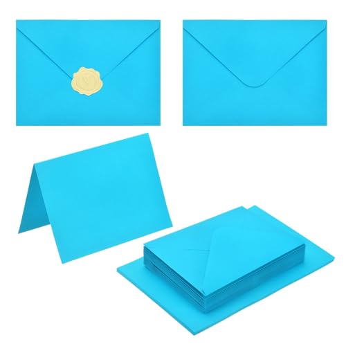 Enveloppes A6 haut de gamme PATIKIL bleu lac et stickers dorés pour vœux