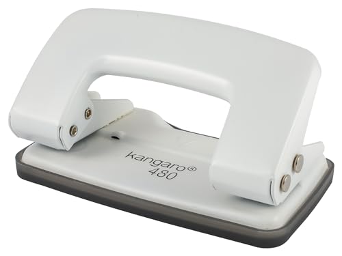 Image of Kangaro Desk Essentials DP-480 2 Hole Heavy Duty Metal Paper Punch | Removable Chip Tray | 12 Sheets Capacity | Office Essentials | Pack of 1 | Color May Vary
