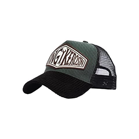 King Kerosin Men's Trucker Cap | Embroidery | Mesh | Cord | Pinstripe, Green, One Size Cover