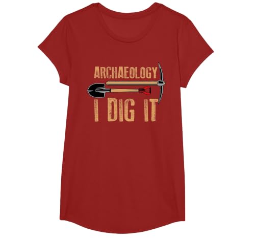 Funny Archaeology for Men Women Artifact Archaeologist Tools T-Shirt, Girls, Cranberry Red, X-Small