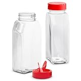 Set of 2 Spice Jars - 32 Onces Plastic General Use Storage Containers - with Red Dual Shake Lid
