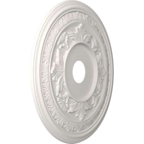 Image of Ekena Millwork CMP22BAGBW Baltimore Thermoformed PVC Ceiling Medallion (Fits Canopies up to 7 3 /4 inch), 22 inchOD x 3 1 /2 inchID x 1 inchP, UltraCover Satin Blossom White
