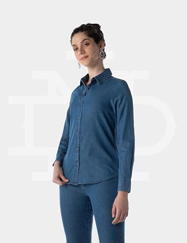 Image of INKD Women's Full Sleeve Casual Denim Shirt - 100% Cotton | Front Button Detailing | Regular Fit