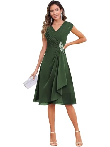 2 Pieces Tea Length Mother of The Bride Dresses for Wedding with Jackets Chiffon Lace Formal Party Dresses for Women