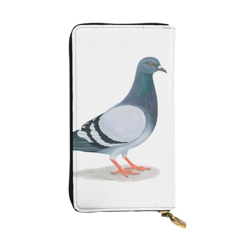 Portefeuille pigeon en cuir homme femme long porte-monnaie étanche voyage noir