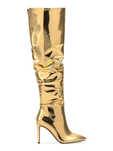 INC Womens Iyonna Patent Slouchy Over-The-Knee Boots Gold 7 Medium (B,M)2