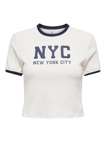 Onlvikka S/S Rib O-Neck Short Top CS JRS, Blanco Brillante, M