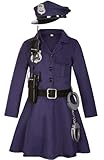 Kakalver Kids Police Officer Costume Girls Police Dress for Police Dress Up Halloween Party Role Play Christmas Gifts