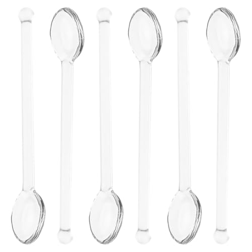 iplusmile 6pièces Cuillères De Service Verre Transparent De Cuillères à Café Pour Mélanger Thé Café Et Cocktails Maison Ou Lors De Fêtes