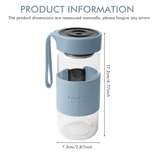 Shaker proteïneshake, 480 ml, klassieke loopshaker met 2 roerballen, BPA-vrij, kleine glazen shakerfles, lekvrije eiwitshaker voor fitness en proteïneshakes (blauw) - Afbeelding 3