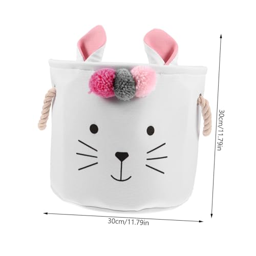 Panier à linge tissu Cabilock motif chat mignon avec pompons pour vêtements - 3