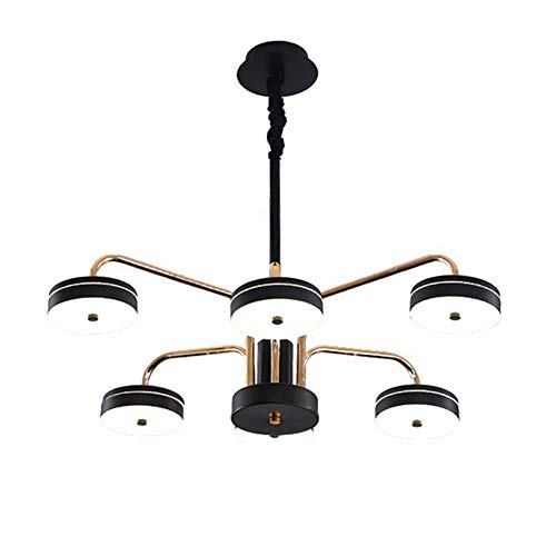 Chandelier LED 12 lumières LiChA en fer noir pour salon