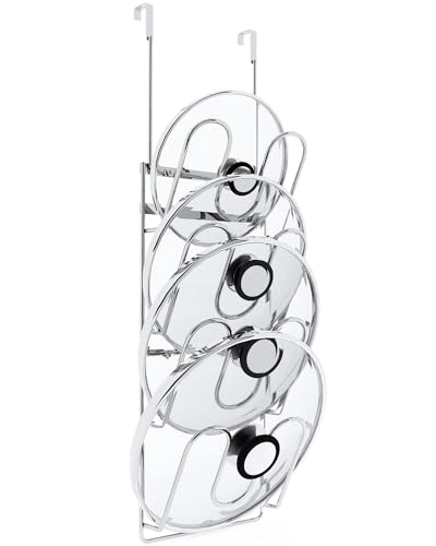 QIHS Pot Lid Organizer,304stainless steel door hanging pot lid rack