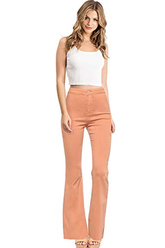 Cello Jeans Women's Juniors High Rise Stretchy Flared Jeans (7, Terracotta)