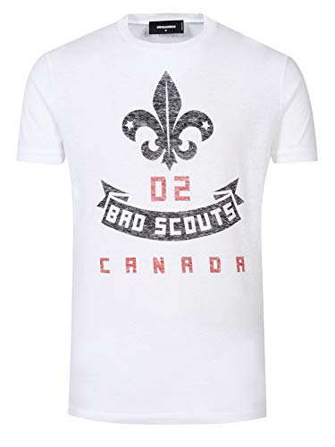 T-shirt homme blanc DSquared en maille de coton luxueuse de confection italienne