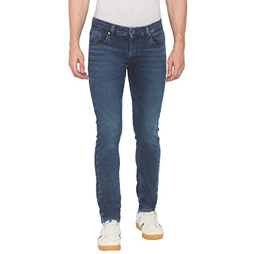 Image of Spykar Men's Cotton Supper Skinny Low-Rise Jeans (Dark Blue) (30) (SS01BB15DarkBlue)