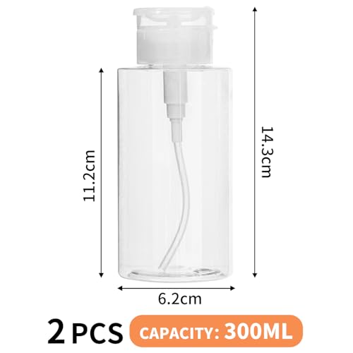 2 Sztuki 300 ml Dozownik z Pompką Butelka do Płynów Plastikowe Butelki Szczelne Łatwe Dozowanie i Czyszczenie do Ponownego Napełniania do Kosmetyki Tonik Mydło w Płynie