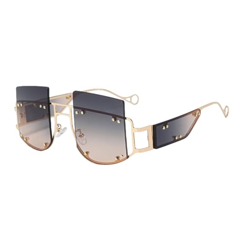 Lunettes de soleil vintage lunettes Steampunk rivet métal Uv400 mode sans monture