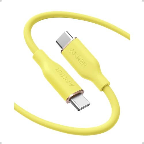 Image of Anker USB C Cable, Type C Fast Charging Flow Cord for iPhone 1716 /15 Series, MacBook Pro 2020, and More (USB 2.0,240W, 1 Pack, Yellow, 6FT)