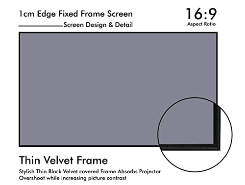 Image of BIG VUE 1 Cm Edge 165 Inches Fixed Frame Projector Screen 16:9 Diagonal Active 3D 4K Ultra Hd Projector Screen (165 Inch, Grey)