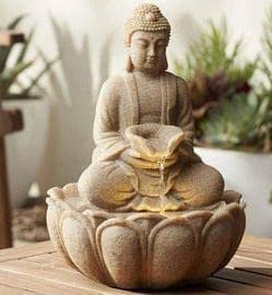 RajputE Lotus Buddh Fountain -(Kamal Buddh) Look Indoor Outdoor Water Fountain with Led Lights for Home Decor and Office Decoration Or Gifting (25.5 x 20.4 x 38 cm ) 1 Feet