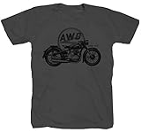 bequem sitzend AWO Motorrad Chopper grau T-Shirt (2XL)