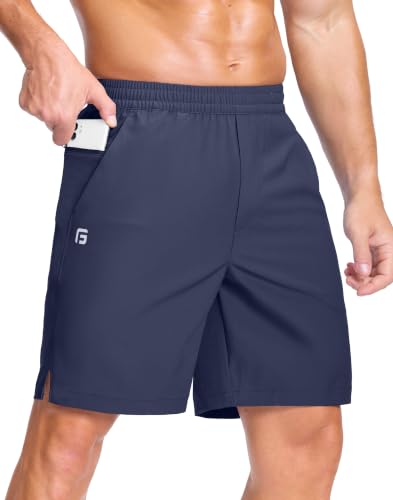 Image of GGJ Men's Lightweight Athletic Shorts with 2 Zipper Pockets 7 inch /9 inch /5 inch Gym Workout Running Quick Dry Tennis Shorts for Men