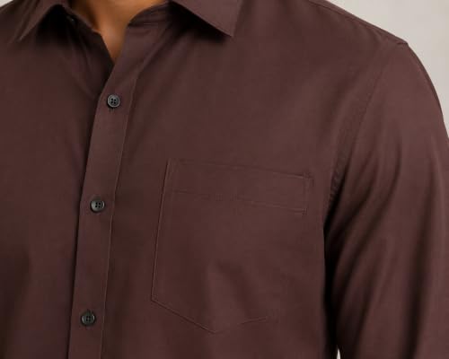 Image of Youth First Men's Cotton Blend Casual Shirt | Regular Fit Solid Full Sleeve Button Down Collared Shirts | Comfortable Formal Office Business Casual for Men