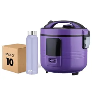 The Better Home FUMATO Cookeasy Automatic 500W Electric Rice Cooker 1.5L & Stainless Steel Water Bottle 1 Litre Pack of 10 Purple