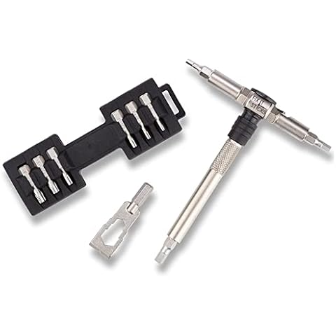 FIX IT STICKS Compact Ratcheting Multi-Tool - EDC Set with Ratcheting Locking Hex T-Way Wrench, Mini Pry Bar and 15 Bits Included Cover