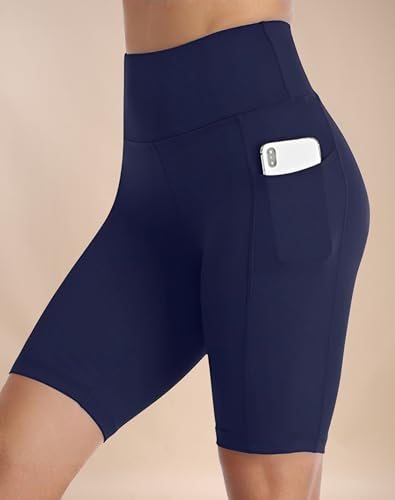Image of High Waist Sports Activewear Shorts for Women and Girls Ideal for Gym and Yoga or Cycling with Side Pocket, Stretchable, Flexible, Slim Fit