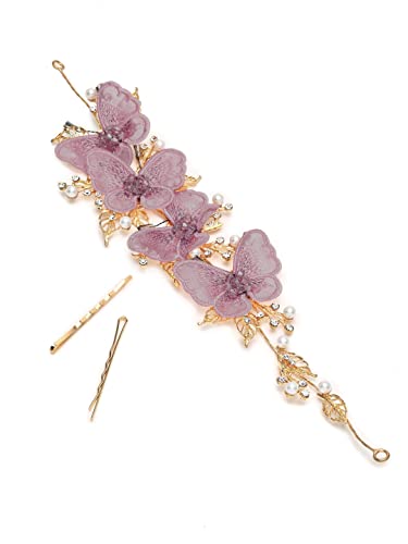 Image of YouBella Fashion Jewellery Butterfly Shape Hair Chain Hair Accessories for Girls and Women