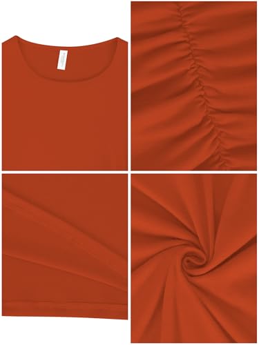 Image of Missufe Women's Long Sleeve Slim Ruched Bodycon Dress 2025 Trendy Fall Casual Round Neck Sheath Knee Length Outfits Clothes
