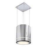 Klarstein Hotte Aspirante Ilot Central de Cuisine Silencieuse et Design, Débit d'air 595m³/h, Minuteur, 3 Modes, Contrôle via Application Mobile, Hotte Aspirante Suspendue Sans Evacuation et Charbon