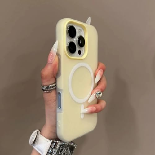 Coque iPhone 16 Pro luxe jaune mat : l'élégance magnétique absolue