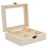 LAPYAPPE Holz Tee Organizer mit Schwenkdeckel Vierfächer Aufbewahrungsbox für Teebeutel und Kaffeetüten Kompakte Lösung für Küche und Büro
