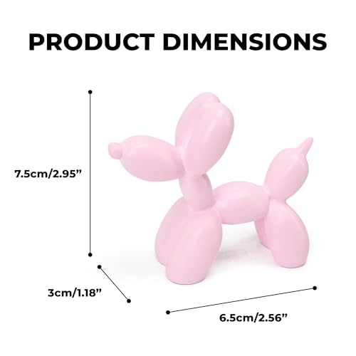 Estatua pequeña de perro globo rosa para decoración miniatura 2