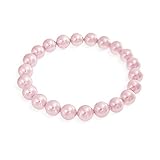 Bling Jewelry Fashion Simple Ball Round Stackable Single Strand Stretch Pale Pink Simulated Pearl Bracelet For Women For Teen 10MM