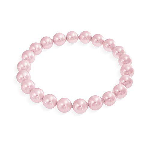 Bling Jewelry Fashion Simple Ball Round Stackable Single Strand Stretch Pale Pink Simulated Pearl Bracelet For Women For Teen 10MM