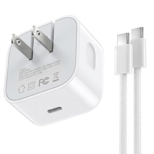 40W-60W Dynamic USB C Wall Charger for Apple iPhone 17 16 15 Pro Max Foldable Fast Power Adapter Compatible with MacBook Air iPad Samsung S25 with 5FT Braided USB-C Cable