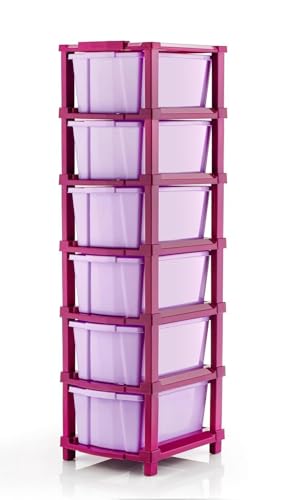 Image of TEKCOOL Plastic Drawer Organizer Self Standard Rectangular Multi Purpose Modular Drawer System Large Chest of Drawer Organizer for Home Office,Product Dimension When assembeled (6XL, Purple hex)'