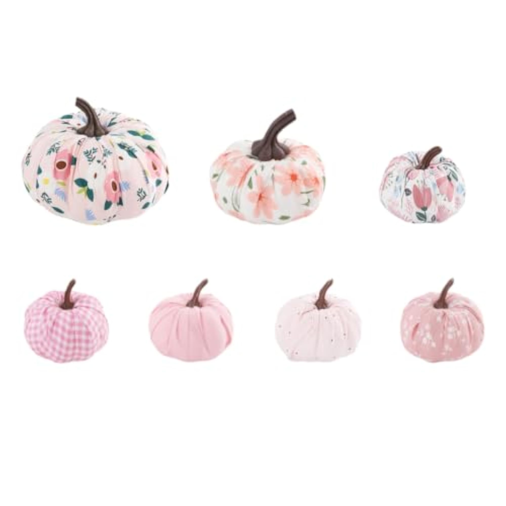 7 Pieces Decorative Textile Pumpkin with Stem