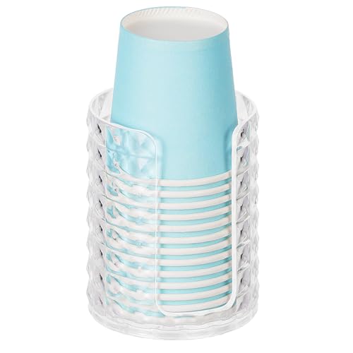 KIMERSE Bathroom Cup Dispenser Mouthwash Cup Holder for 3oz Small Disposable Rinsing Cups Storage Compact Paper Cups Organizer Vanity Cotton Pads Holder - 1 Pack Clear