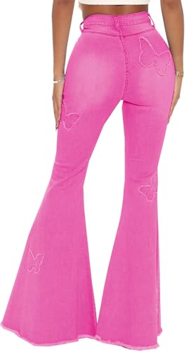 Women Bell Bottom Jeans High Waisted Flare Jean Ripped Hole Classic Denim Bell Bottom Pants3