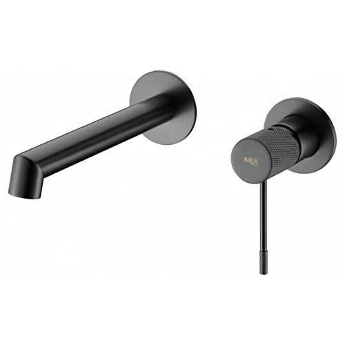 IMEX Black Gun Metal GLD038/BGM Flush Mixer Tap with Wall Mount System, End Mount Kit